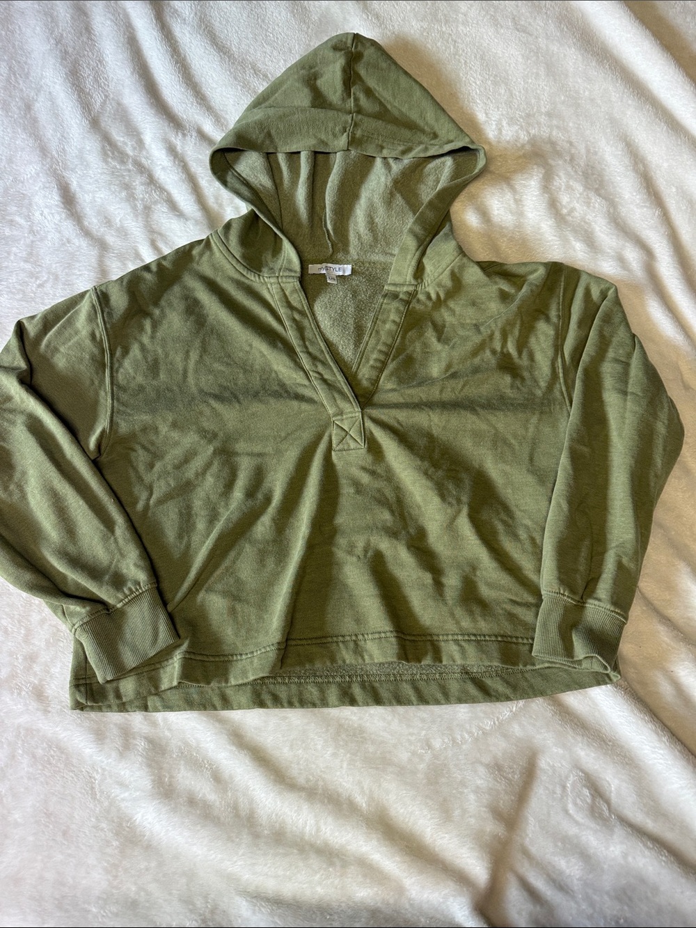 Olive Green Hooded Women’s Pullover Sweater